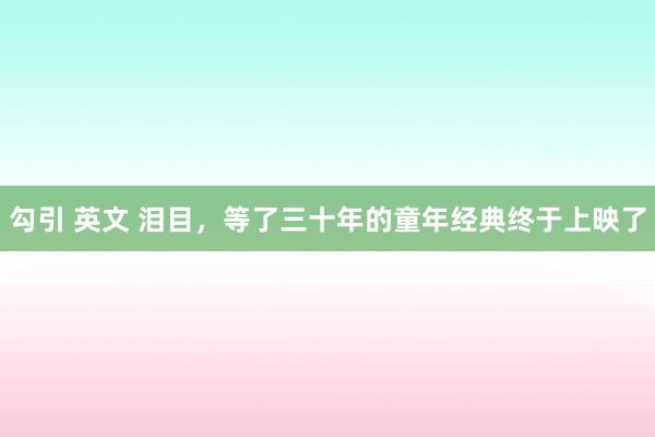 勾引 英文 泪目，等了三十年的童年经典终于上映了