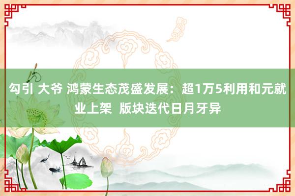 勾引 大爷 鸿蒙生态茂盛发展：超1万5利用和元就业上架  版块迭代日月牙异